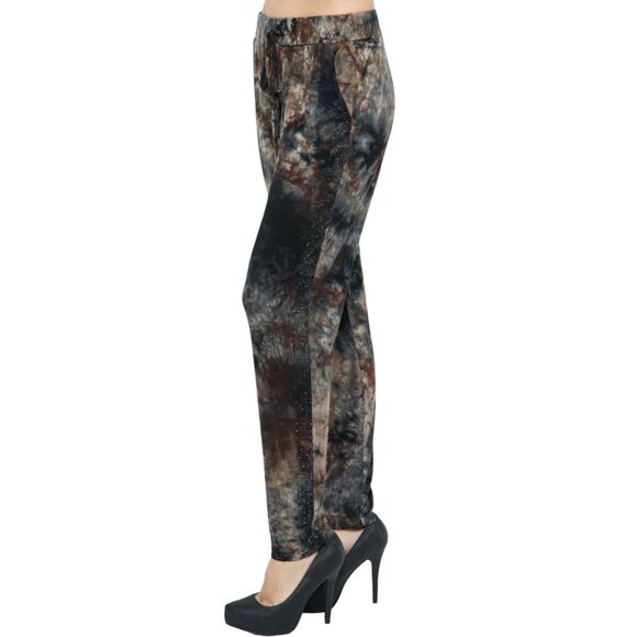 Vocal Tie Dye Pants with Stones Size M Embellished Drawstring Pockets Rhinestone - Picture 2 of 10
